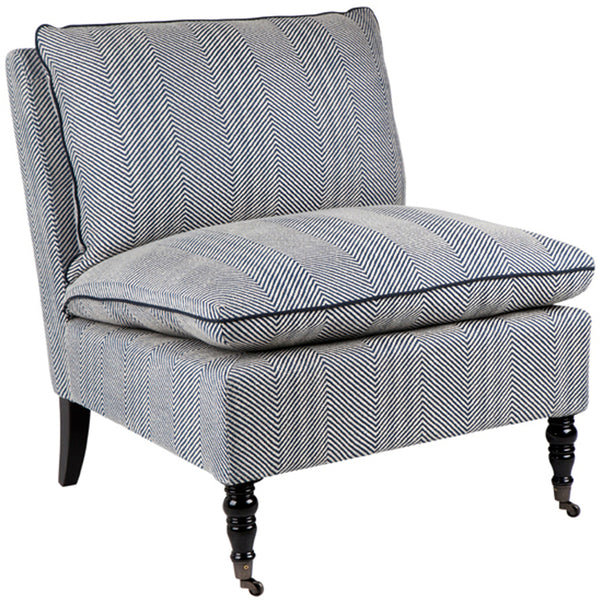 Humpton Occasional Chair | Chevron Blue Linen