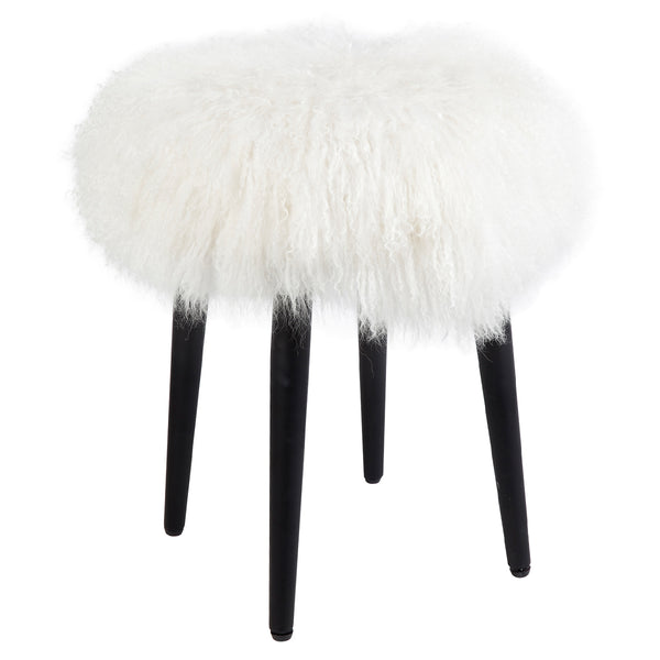 Pixie Stool Mongolian Fur | White