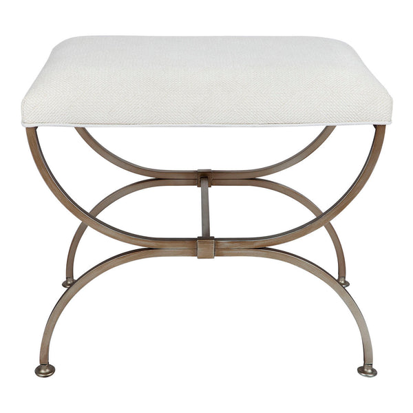 Sovax Antique Gold Iron Stool | Natural Linen
