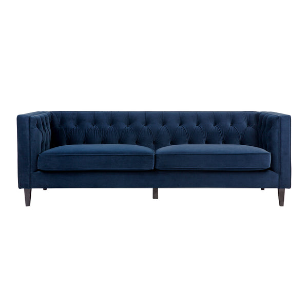 Anton 3 Seater Tufted Sofa | Navy Velvet