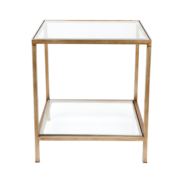 Carter Glass Square Side Table | Antique Gold