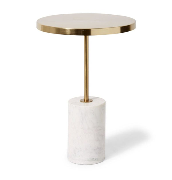 Byron Marble Side Table | Gold/White